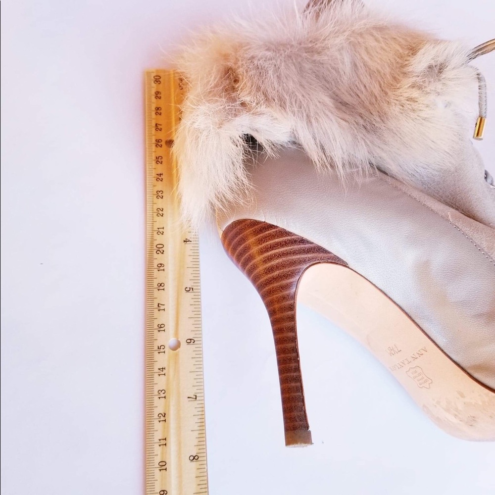 Ann Taylor Lamb Shearling Fur Lace Up Pointed Toe - Picture 6 of 7